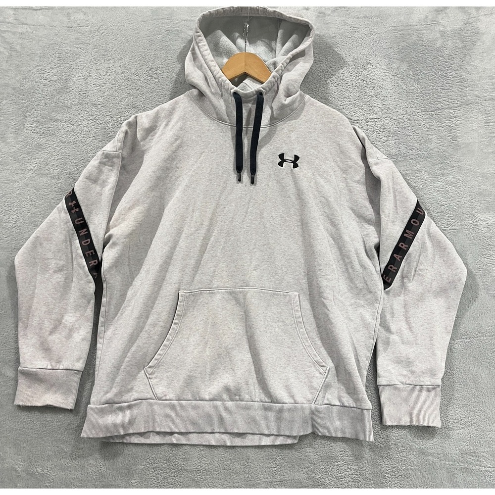 Under Armour Hoodie Mens L Loose Sweater Fleece White Pink Y2K